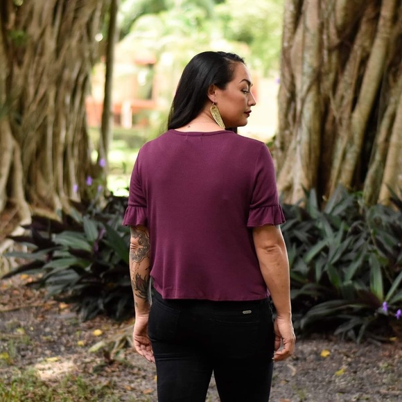 Plum Button Down Top - Picture 2 of 4